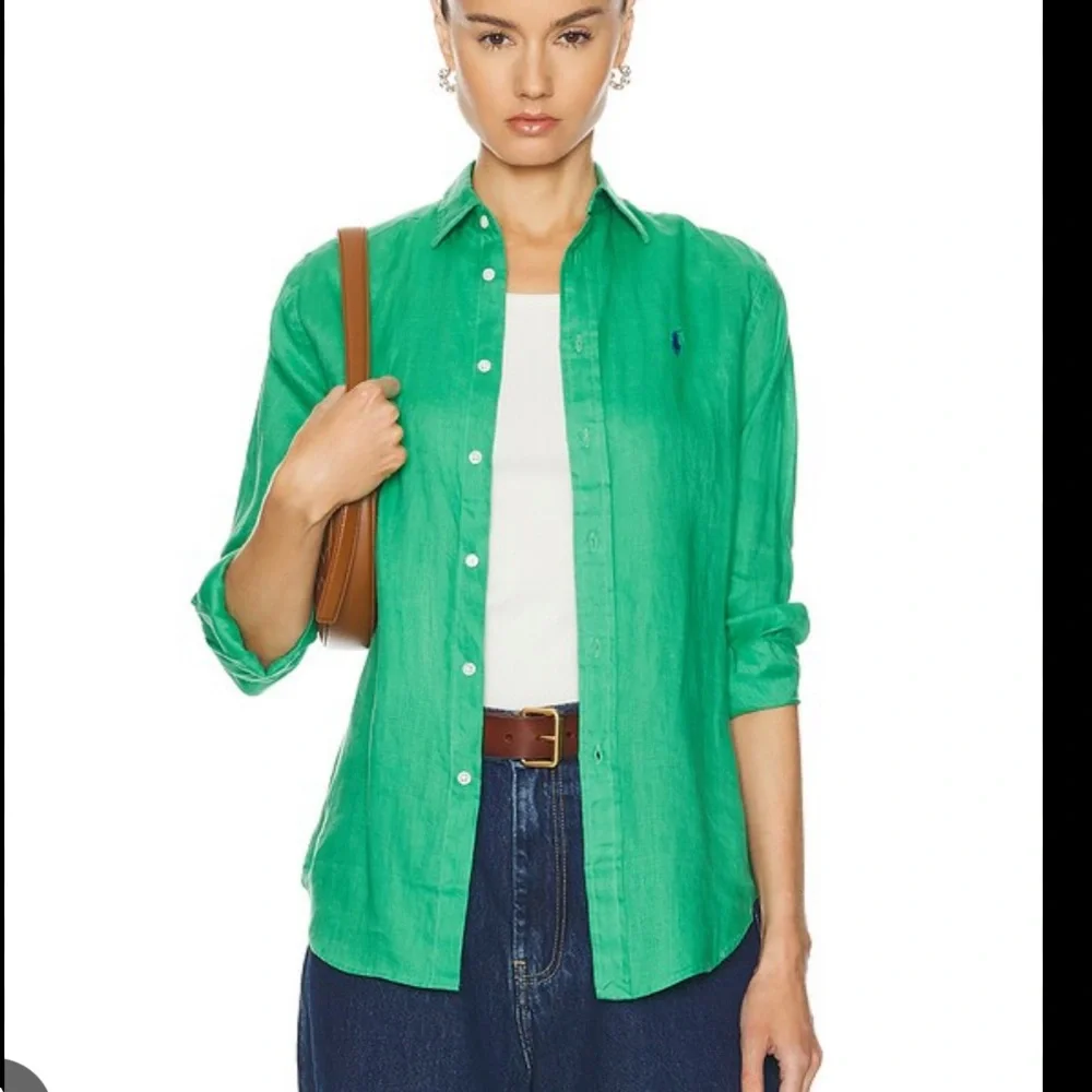 Lauren Ralph Lauren Green Button Down Shirt - Picture 4 of 4